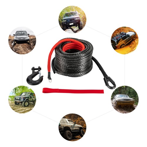 3/8x100" Synthetic Winch Rope w/Hook for 4WD Off-Road Truck Jeeps ATV UTV SUVs - Picture 10 of 11