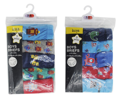  Jungen Kinder 5er Pack Slips Shorts Unterwäsche klassisches Design Schule 3/4 5/6 7/8 