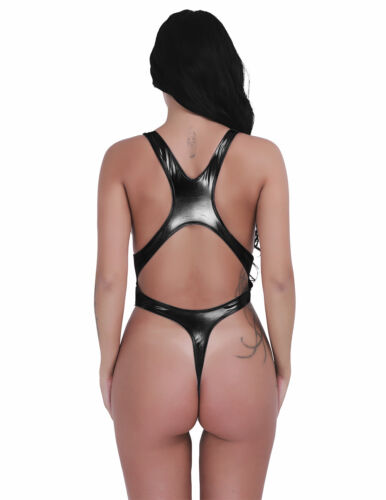 Women One Piece Wetlook Thong Leotard Bodysuit Swimsuit Swimwear Bathing Suit - Picture 42 of 69