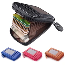 Men Wallet Card Holder Leather RFID Blocking Slim Credit Money Clip Zipper Purse