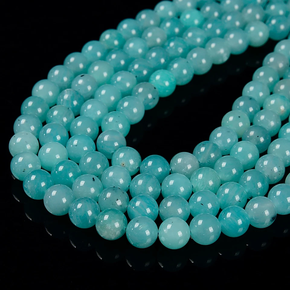 High Quality Blue Green Amazonite Smooth Round Beads 6mm 8mm 10mm 15.5'' Strand - Image 2 of 3