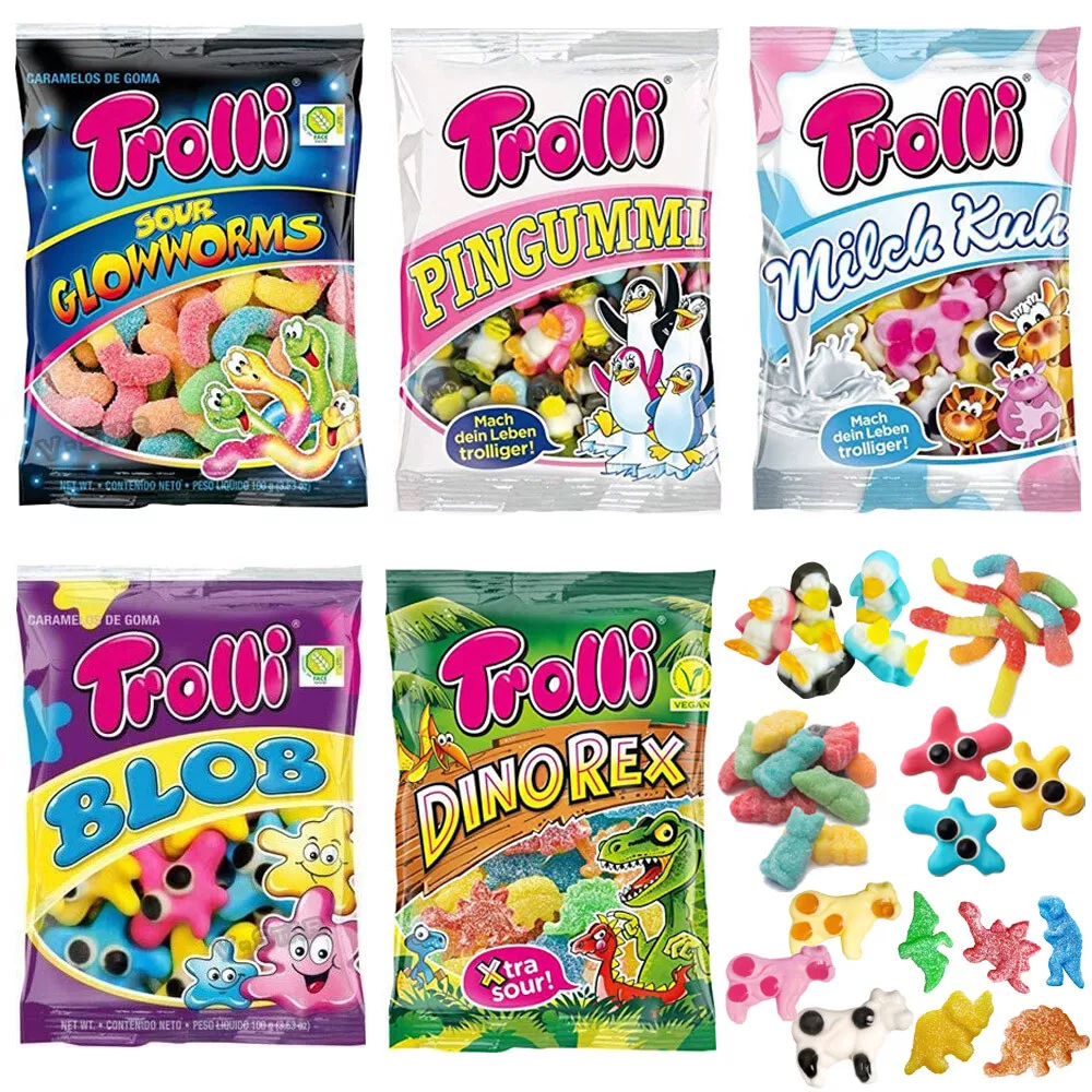 Trolli Fruit Flavour Gummy Fruity Sweets Bags ( Blob,dino,milch