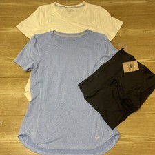 Womens 3 Pcs Activewear Set Short Sleeve T-Shirt  Shorts Gym Workout Size S