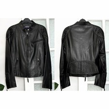 Ralp Lauren Purple Label Lambskin Woven Leather Black Studded Jacket M Rrp £4780