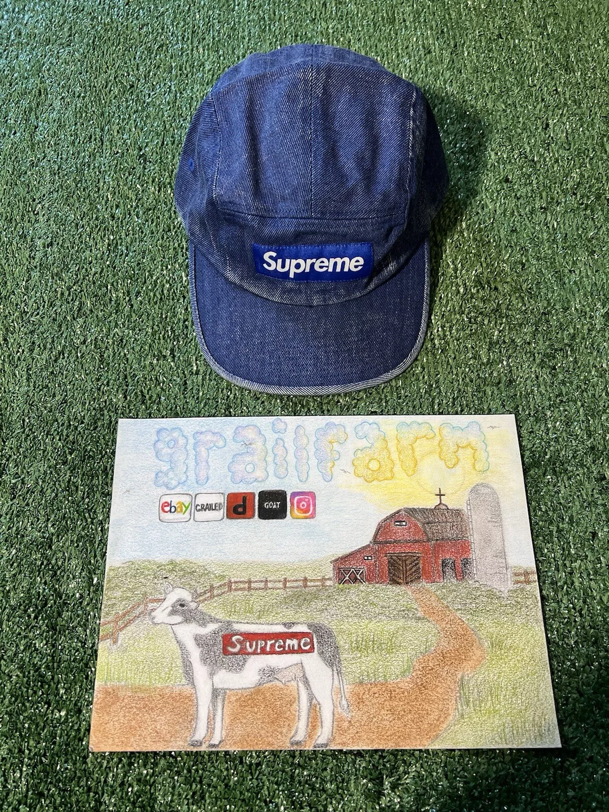 Chapeau de camp en denim enduit suprême bleu SS24 Supreme New York 2024 flambant neuf
