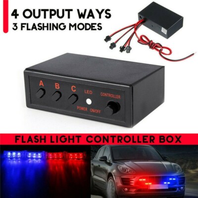 4 Wege LED Strobe Blitzlicht Lampe-Blinker Blinken Controller Box-12V