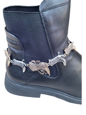 Silver Finish Boot Chain Bracelet Shoe Charm Cowboy Silver Brass Boots Chain