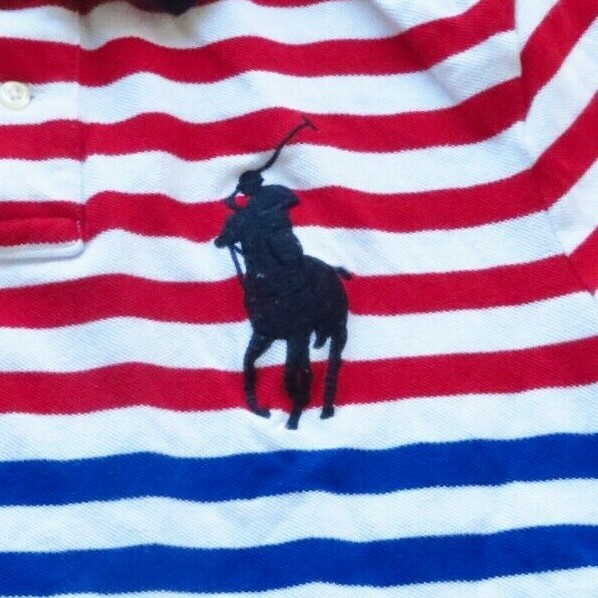 Men's Polo Ralph Lauren Big Pony USA Flag Striped Polo Shirt sz S