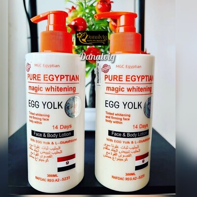 2X  Pure Egyptian  Whitening Body Lotion Egg Yolk Lotion & L-GLUTATHION 300ML 