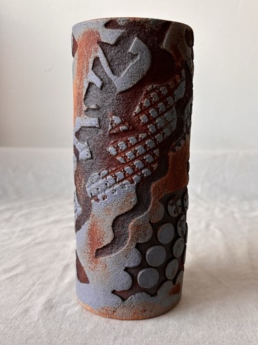 Rare Joan Carrillo Embossed Brutalist Stoneware Studio Pottery Vase Romeo - Picture 6 of 14