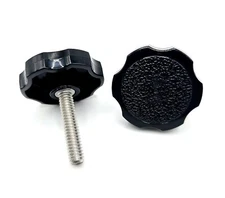 1/4"-20 Thumb Screw Bolts Black Round Plastic Hex Head Clamping Knob Stainless