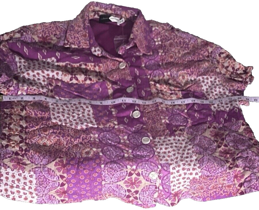 Piper & Scoot Patchwork Cropped Button-Up Top | B… - image 4