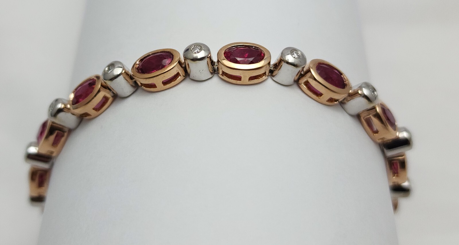 14K Solid Two Tone Multi Color Gold Ruby & Diamon… - image 7
