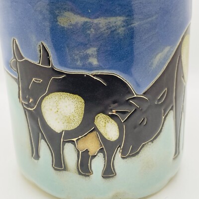 Mara Mexico COWS Coffee Mug Studio Art Pottery Tea Cup Folk-art 16 oz Signed