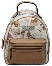 NEW GUESS Women's White Tan Logo Floral Print Backpack Bag Handbag Purse