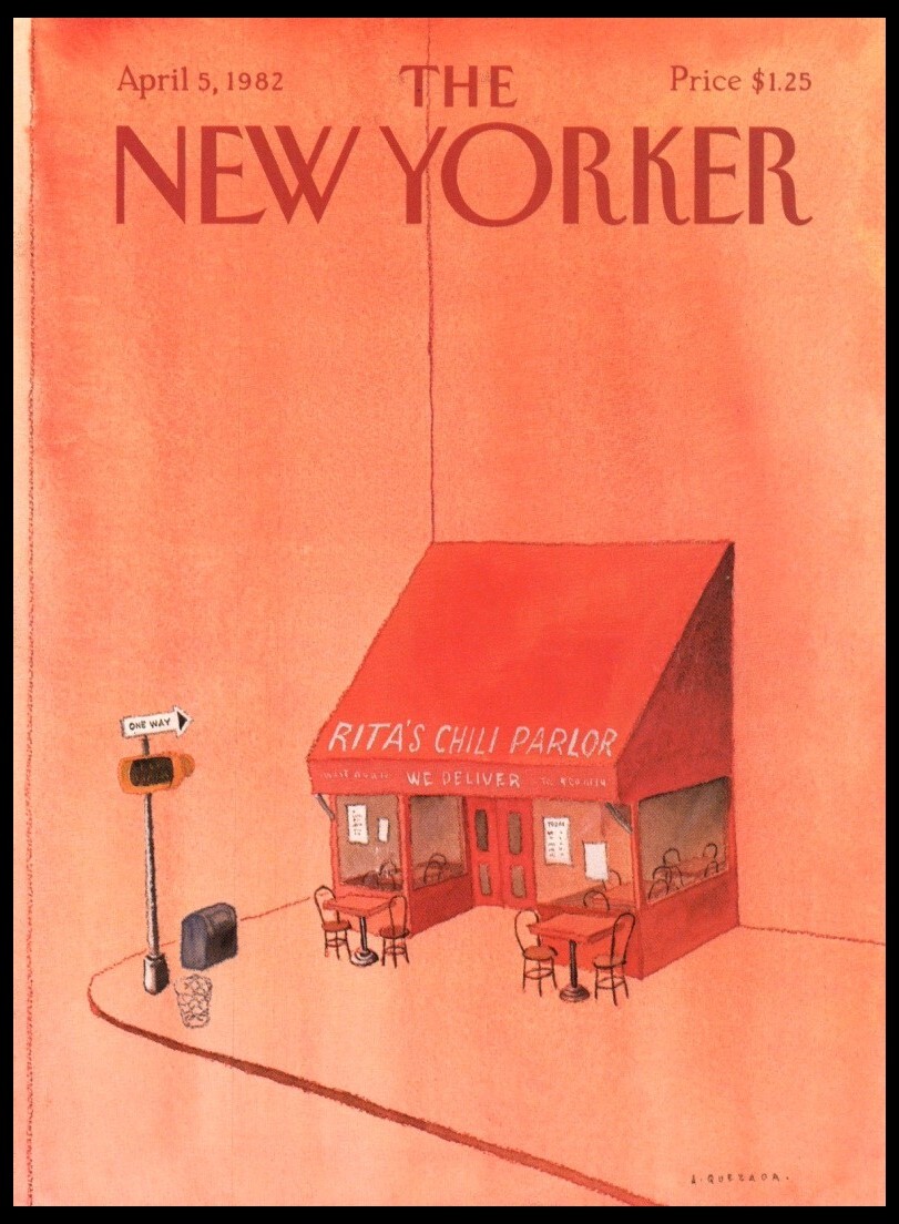 New Yorker magazine COVER ONLY April 5, 1982 Quezada art
