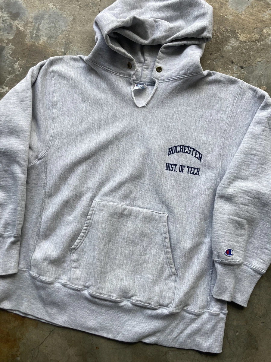Vintage 80s Champion Reverse Weave Rochester NY Tech Hoodie Sweatshirt L USA