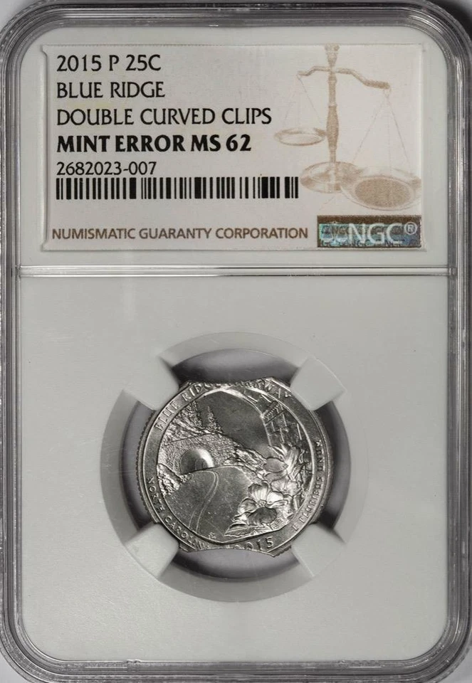 2015 NGC MS62 Large Double Clips Blue Ridge Quarter Mint Error Super Rare Date - Image 2 of 4