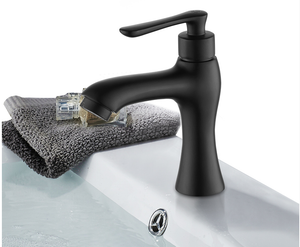 Deck Mounted Black Brass Only Cold Water Bathroom Tap Faucet