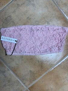 ASTARS Womens Pink Sz S Lace Kokomo Bandeau Nylon Spandex