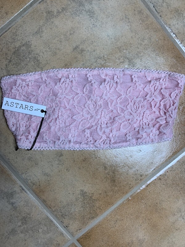 ASTARS Womens Pink Sz S Lace Kokomo Bandeau Nylon Spandex