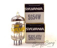 2 Sylvania 5654W/6AK5W Pentode Video/Audio Amplifier Valve- BangyBang Tubes