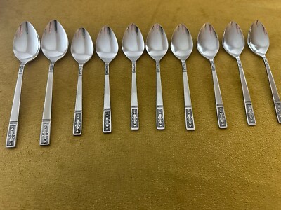(2) Soup Spoons & (8) Teaspoons Interpur Cortina Stainless  Made in Japan