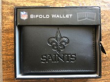 New Orleans Saints Wallet Black LEATHER BillFold Bifold Football Nfl License