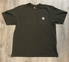 Carhartt Original Fit Short Sleeve Crew Neck Work Shirt Men  s Large Pocket Green