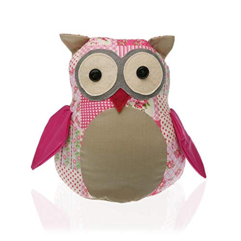 (TG. 20 x 11 x 14 cm) VERSA Sujeta Puertas Buho Pequeño Fermaporta Gufo Rosa De