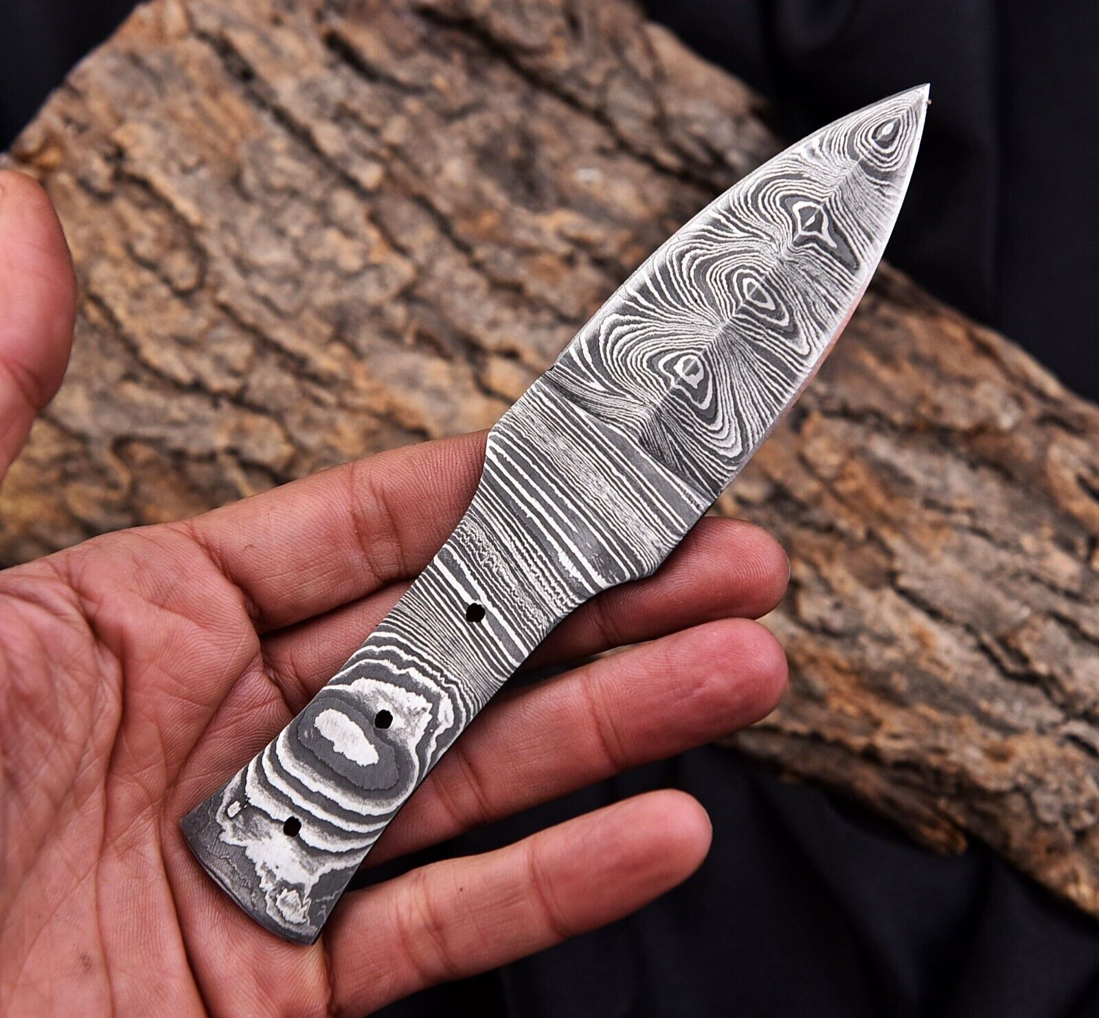 CUSTOM MADE HAND FORGED DAMASCUS STEEL BLANK BLADE THROWING BOOT KNIFE 2915