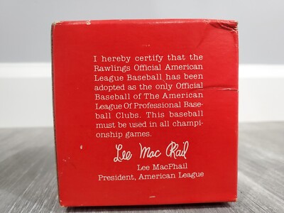 Rawlings Official American League Ball Lee MacPhail Baseball RO-A 1980s
