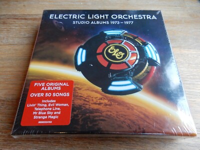 ELECTRIC LIGHT ORCHESTRA ELO 5 CD BOX + PINS 5 STUDIO ALBUMS 1973 - 77 NEU OVP