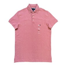 Tommy Hilfiger Men's Heather Pink Slim Fit Solid Stretch Mesh Short Sleeve Polo