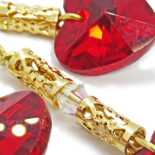 Preciosos pendientes de corazón de estrás de vidrio rojo de SoniaMcD - Imagen 21 de 29