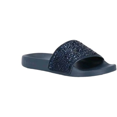 Michael Kors Women's Gilmore Embellished Slide Sandal, Navy