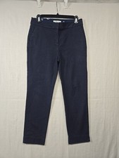 Boden Navy Blue Flat Front Cropped Cotton Stretch Chino Pants Women's 10R
