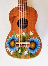 Blue Daisy - Handmade and Handpainted Wood Ukulele