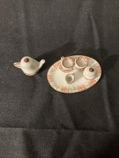 VTG 10 Pc Porcelain Tiny Miniature Dollhouse Floral Tea Set