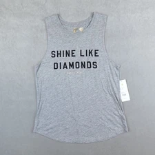 NWT Spiritual Gangster Shine Muscle Tank Top Gray Womens Size Small