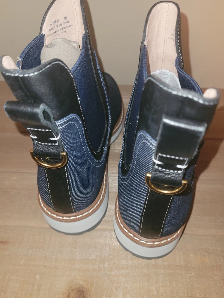 Cole Haan Women's Greenwich Bootie Chelsea Boot Blue Denim/Ivory NEVER WORN - Image 3 of 4