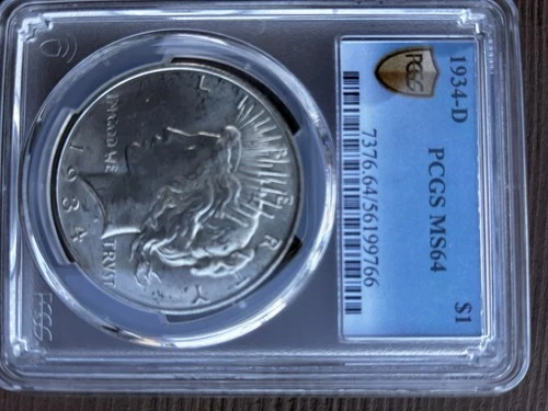 1934 D Peace Dollar Silver PCGS MS64