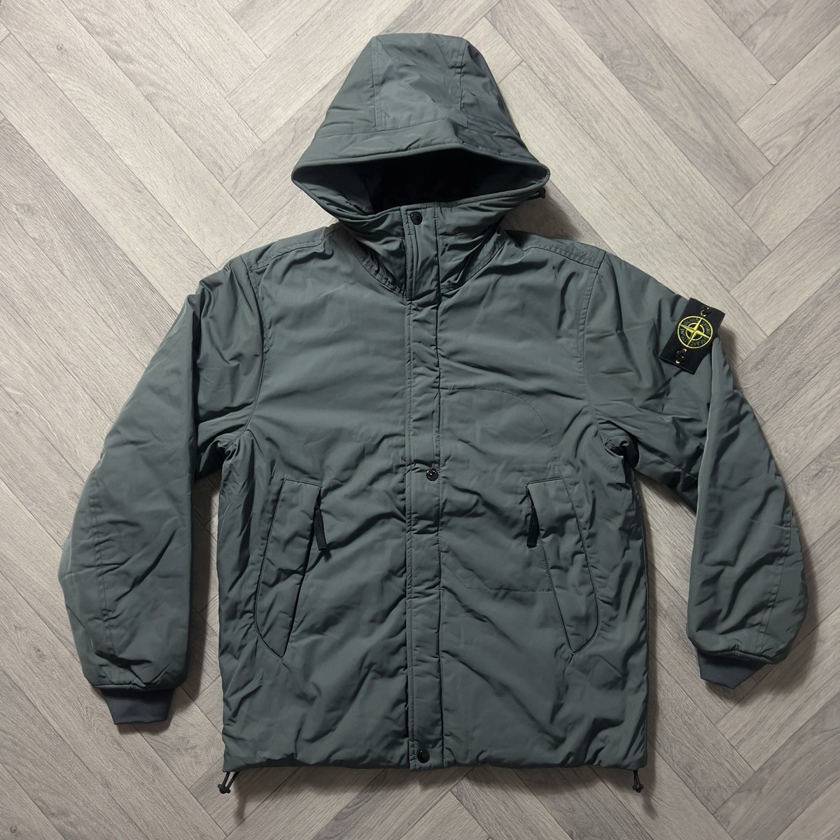 Stone Island Micro Twill Primaloft Hooded Jacket Grey Small