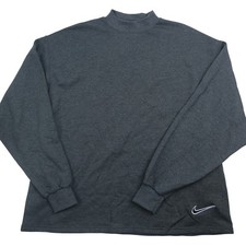 Vintage 90s Nike Mens Medium mock Neck Sweatshirt Gray