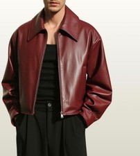 Burgundy Lambskin Leather Jacket Men Custom Made Premium Soft Leather XS–XXL