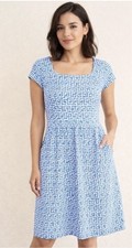 J.MCLAUGHLIN Women’s Size XS Catalina Cloth Emma Dress in Geometric Blue Lattice
