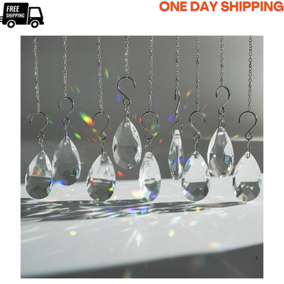 10Pcs Clear Crystal Sun Catcher Teardrop Prisms 38Mm Hanging Pendants