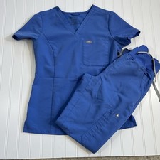 Figs Technical Collection Women's Scrub Set XS, Blue, Catarina Top, Yola Pants