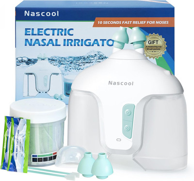 Electric Nasal Irrigation System with 50 Salt Packets, 2 Modes Nose Cleaner with