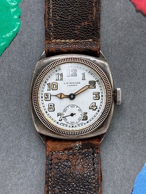 J. W. Benson ''Tropical'' Silver Borgel Vintage Wristwatch in Jeweller's Box